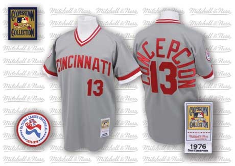 Cincinnati Reds 13 Dave Concepcion Grey Road Throwback MLB Jersey